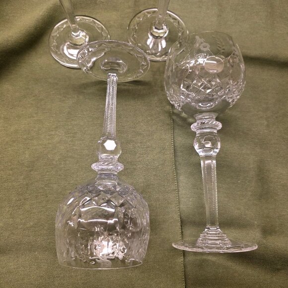 Set of 4 Rogaska Crystal Gallia Wine Hock Balloon Red Wine Glasses 8" Orig Owner - Picture 4 of 8